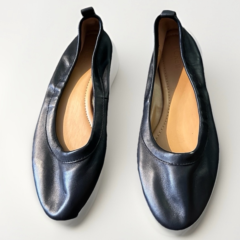 J. Crew Lizzie Leather Ballet Flats Black Women’s Size 8.5 - Picture 2 of 10